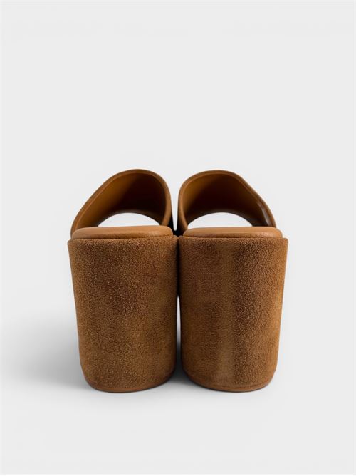 Ciabatta con zeppa in pelle crosta cuoio  IL LACCIO | 1261CROSTACLOVE
